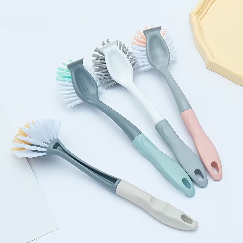 Long Handle Kitchen Cleaning Brush – Durable Plastic Multi-Purpose Pot, Utensil & Household Cleaning Brush