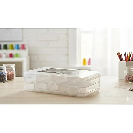 11-Grid Double-Sided Plastic Storage Box – Multipurpose Transparent Organizer (21x12x6cm, 1pc)