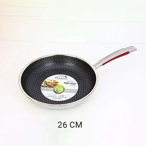 Uncoated Honeycomb Design Stainless Steel Fry Pan