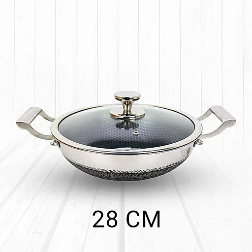 Honeycomb Design Stainless Steel Karai with Lid