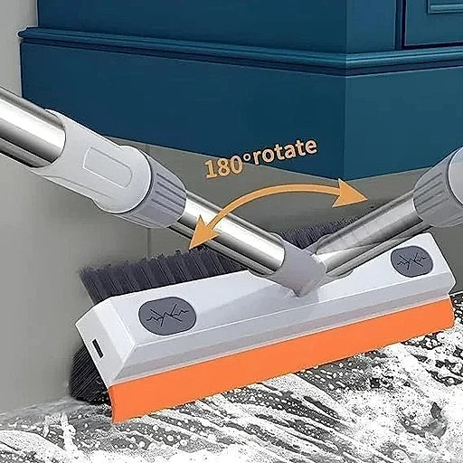 3 - in - 1 Bathroom Cleaning Brush Set with Long Handle, 180° Rotating Head, Tile and Floor Scrubber with Wiper 1pcs - KT Bazar BD Shop