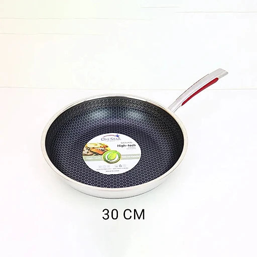 Uncoated Honeycomb Design Stainless Steel Fry Pan