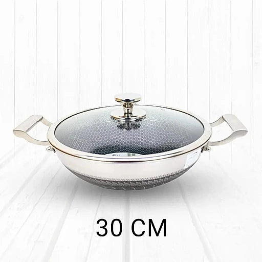 Honeycomb Design Stainless Steel Karai with Lid