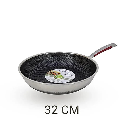 Uncoated Honeycomb Design Stainless Steel Fry Pan