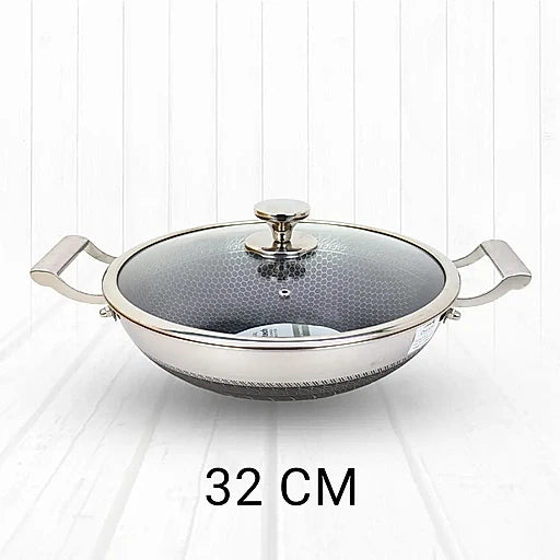 Honeycomb Design Stainless Steel Karai with Lid