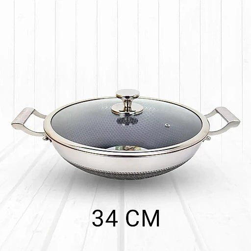 Honeycomb Design Stainless Steel Karai with Lid