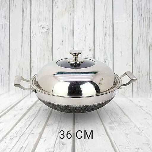Uncoated Honeycomb Design Stainless Steel/Karai with SS/Glass Lid