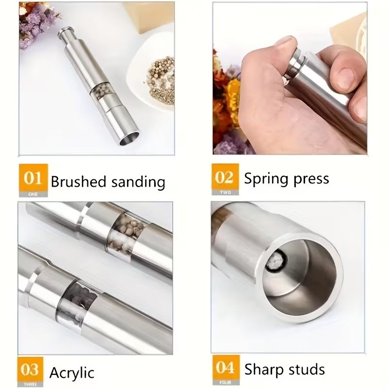 Stainless Steel Manual Pepper & Salt Grinder