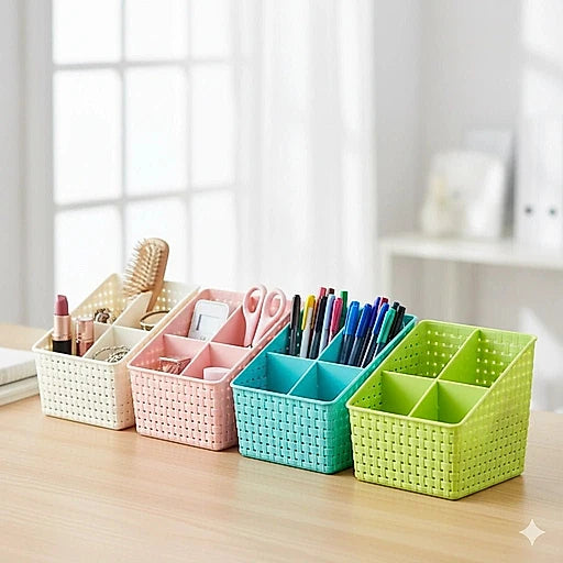 4 - Grid Desktop Storage Box – Multicolor Organizer (1pc) - KT Bazar BD Shop