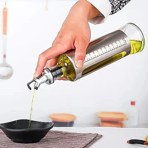 500ml Glass Oil Dispenser – Kitchen Oil Jar with Stainless Steel Cover - KT Bazar BD Shop
