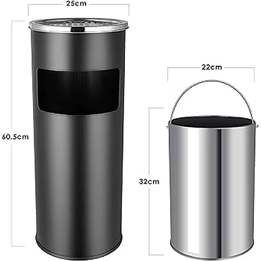 Stainless steel ash tray dustbin 30L office smoke bin – KT Bazar
