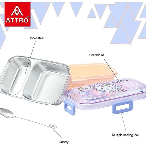 Lunch Box with Inner Stainless Steel 2 Comapartment