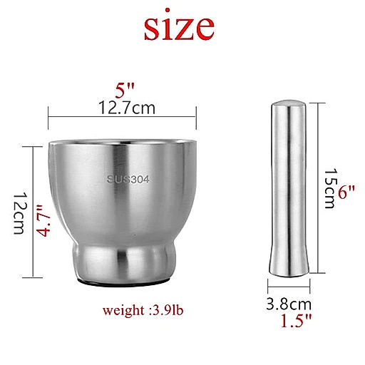 Stainless steel haman dista mortar and pestle – KT Bazar