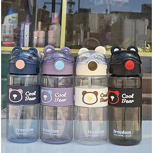 Cute Bear Youth Sport Water Bottle 550ml / 650ml – BPA Free Leak Proof Kids & Sports Bottle