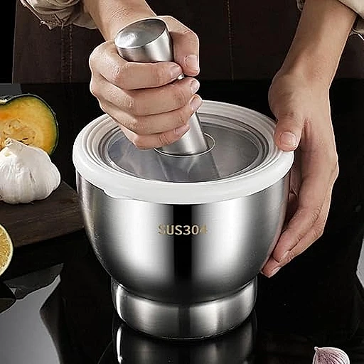 Stainless steel haman dista mortar and pestle – KT Bazar