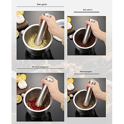 Stainless steel haman dista mortar and pestle – KT Bazar