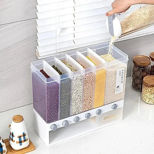 6 Grids Storage Dry Food Dispenser