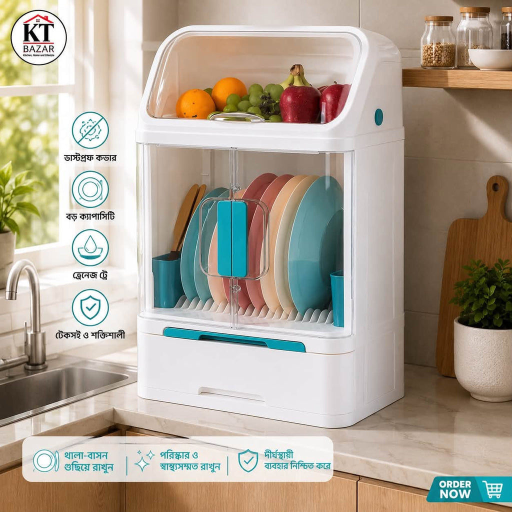Two Layers Dish Storage Rack | Modern Kitchen Organizer