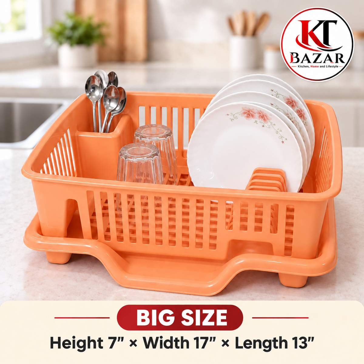 3 in 1 Large Durable Plastic Kitchen Sink Dish Rack