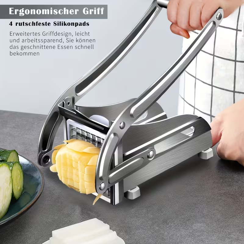 Stainless Steel Vegetable & French Fry Cutter – Potato Slicer, Onion Chopper & Multi-Purpose Food Chopper