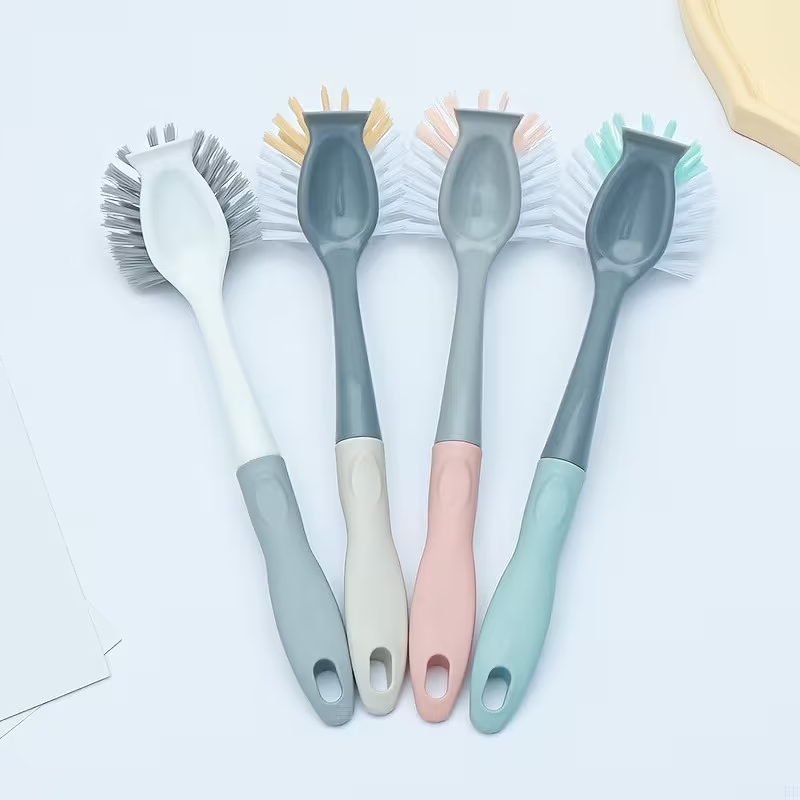 Long Handle Kitchen Cleaning Brush – Durable Plastic Multi-Purpose Pot, Utensil & Household Cleaning Brush