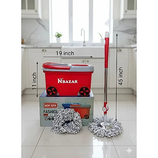 8 Wheel BMW Mop Bucket 20 Litre (Blue & Red) - KT Bazar BD Shop
