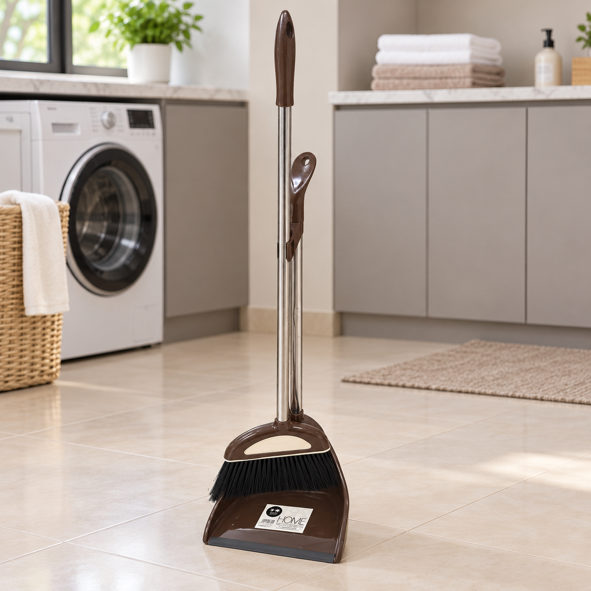 Broom & Dustpan Set Chocolate Brown ও Ivory