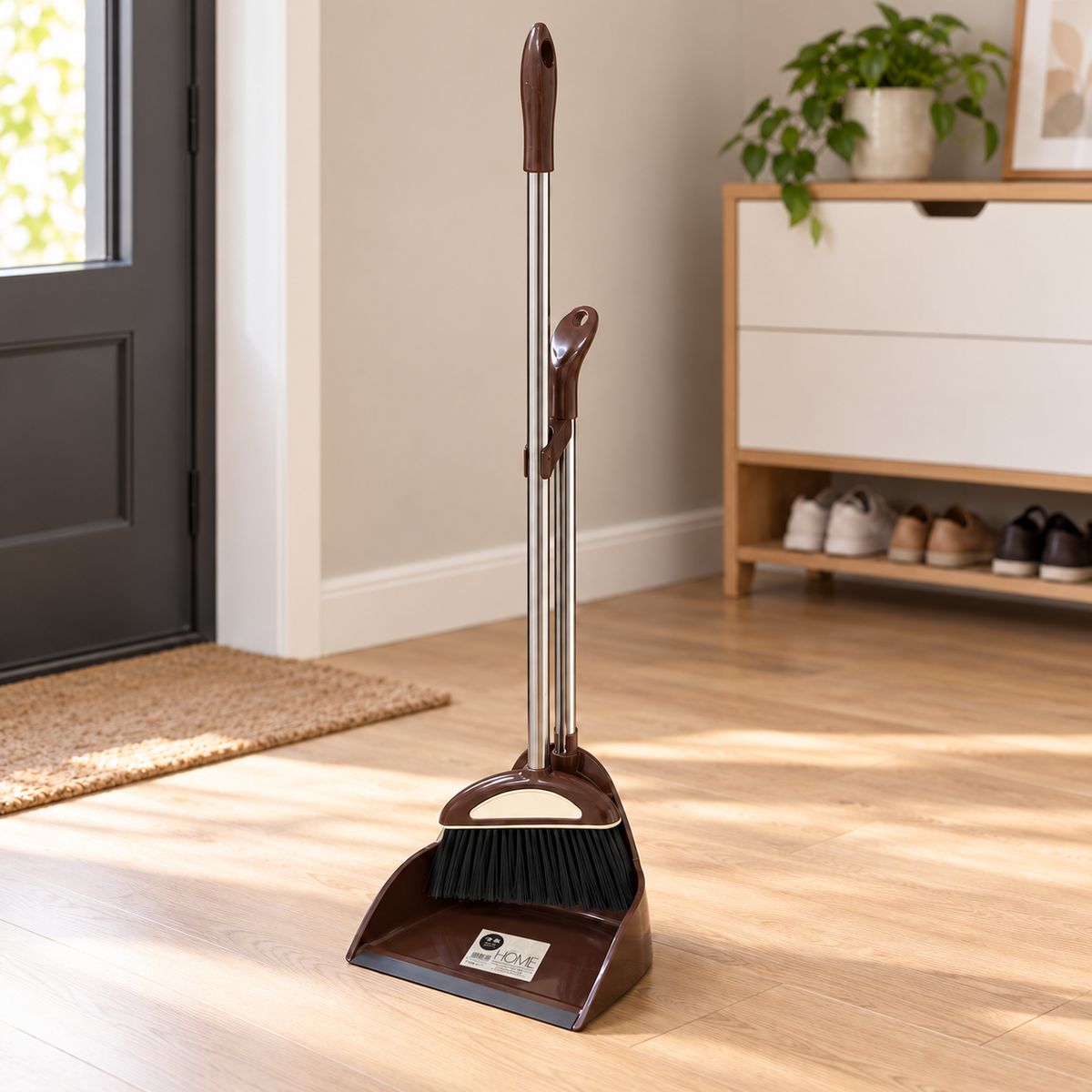 Broom & Dustpan Set Chocolate Brown ও Ivory
