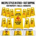 Caution Wet Floor Sign Board – 61cm Foldable Yellow Safety Stand