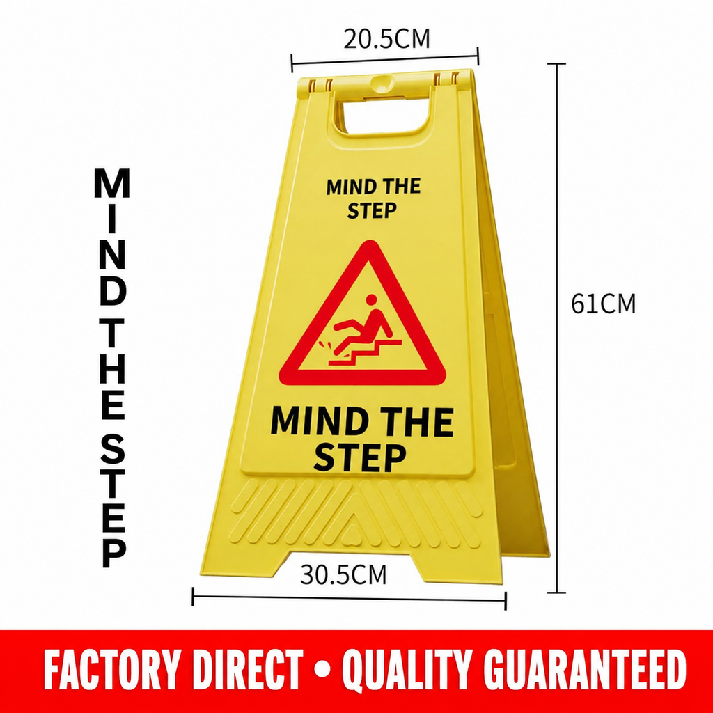 Caution Wet Floor Sign Board – 61cm Foldable Yellow Safety Stand