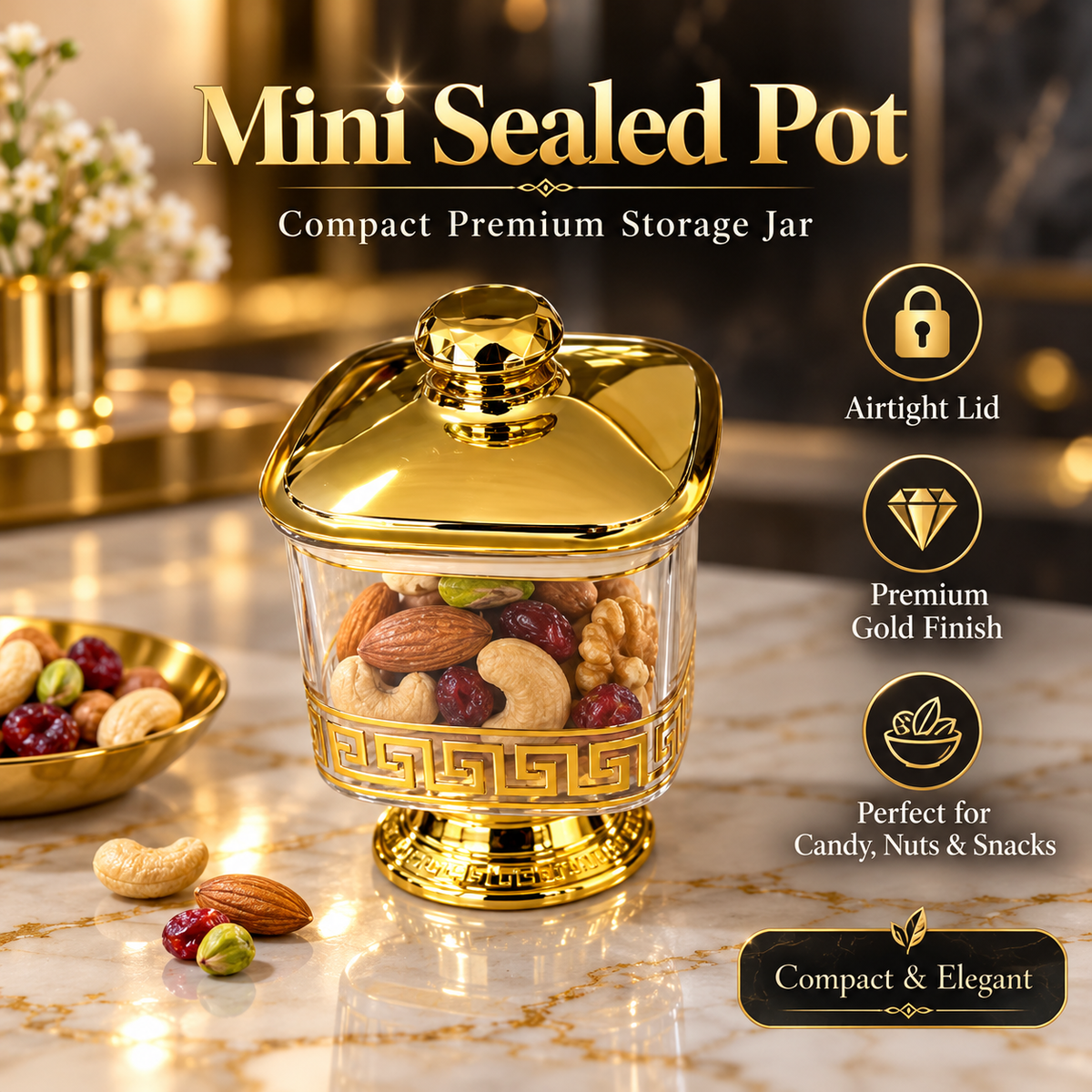 Premium Gold Sealed Storage Jar – Airtight Food Container