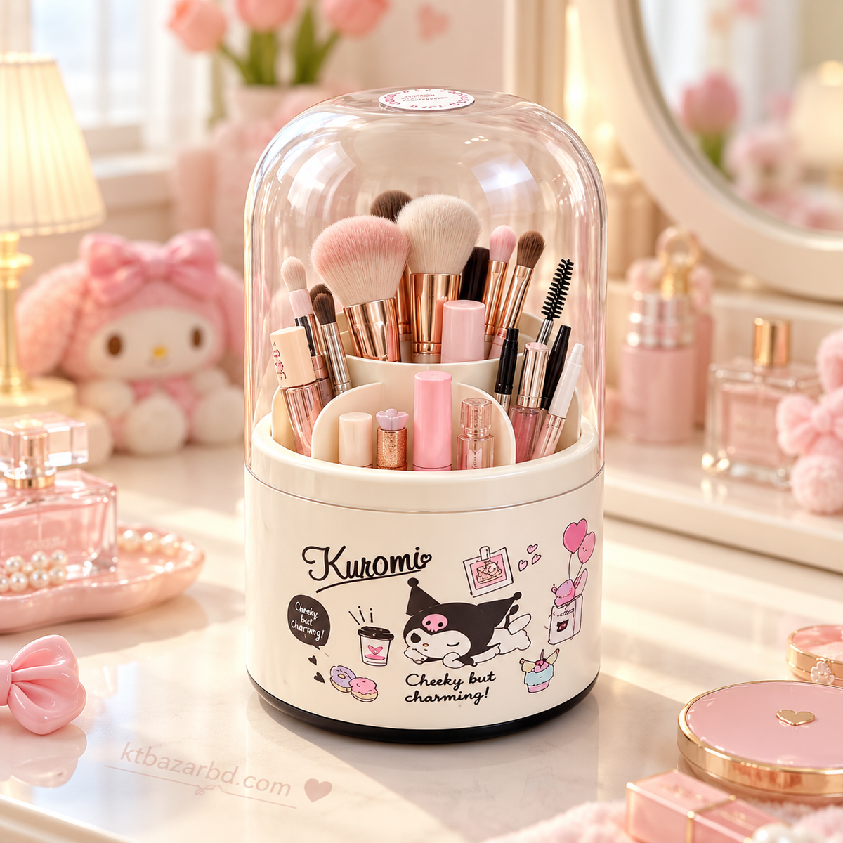 Covered Multi-Purpose Organizer with Transparent Dust Cover – Cartoon Printed
