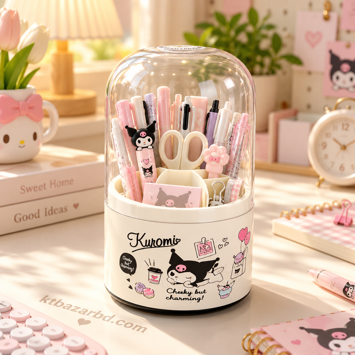 Covered Multi-Purpose Organizer with Transparent Dust Cover – Cartoon Printed
