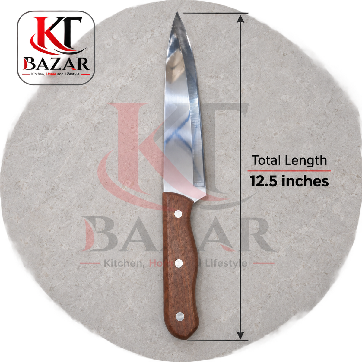 Wooden Handle Kitchen Knife – 8, 9 & 12.5 Inch