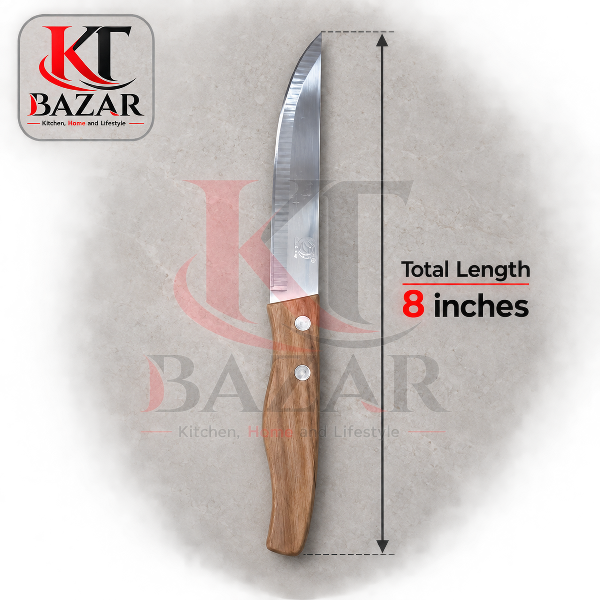 Wooden Handle Kitchen Knife – 8, 9 & 12.5 Inch