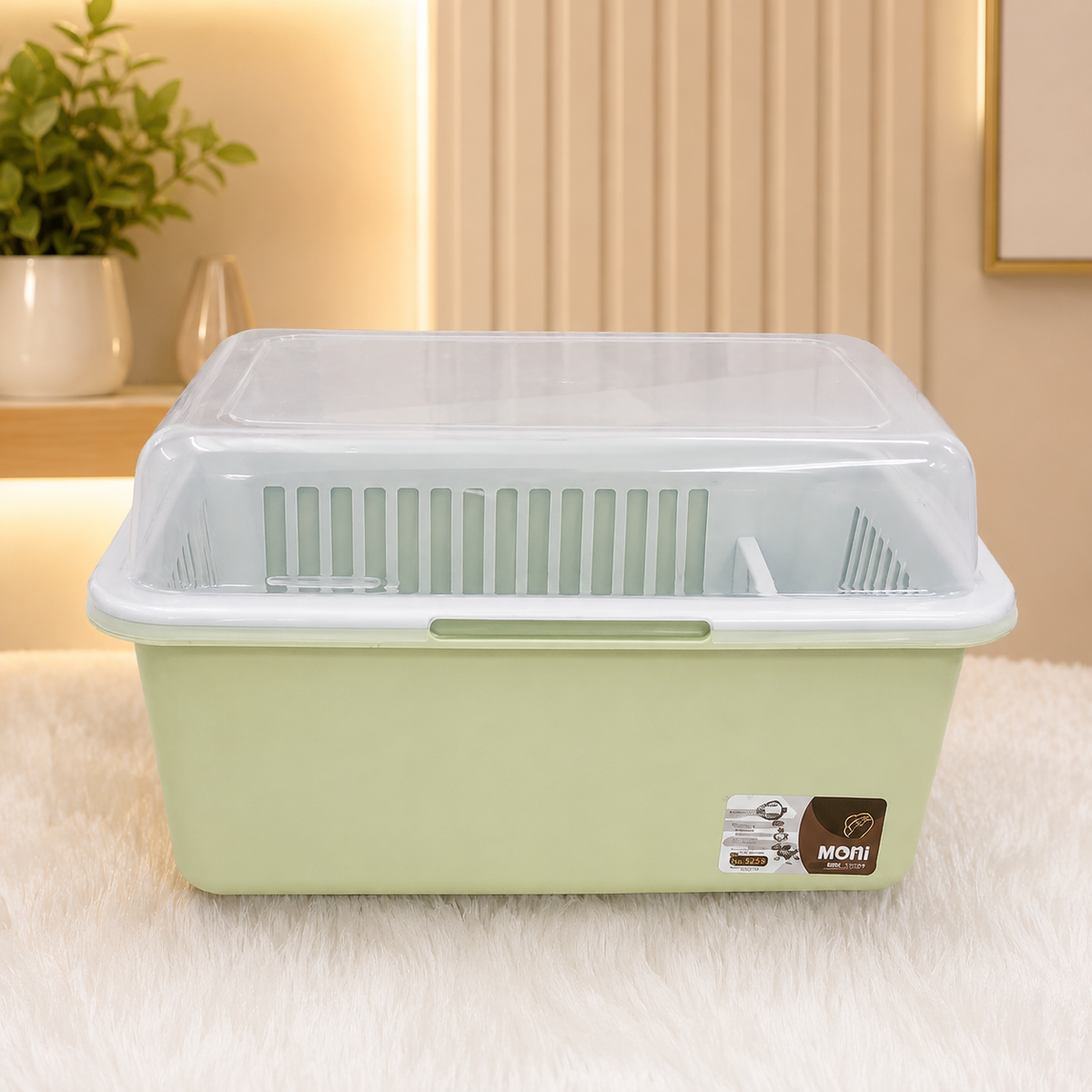 Large Covered Dish Drying Rack & Storage Box – Dustproof Kitchen Plate, Cup & Glass Organizer