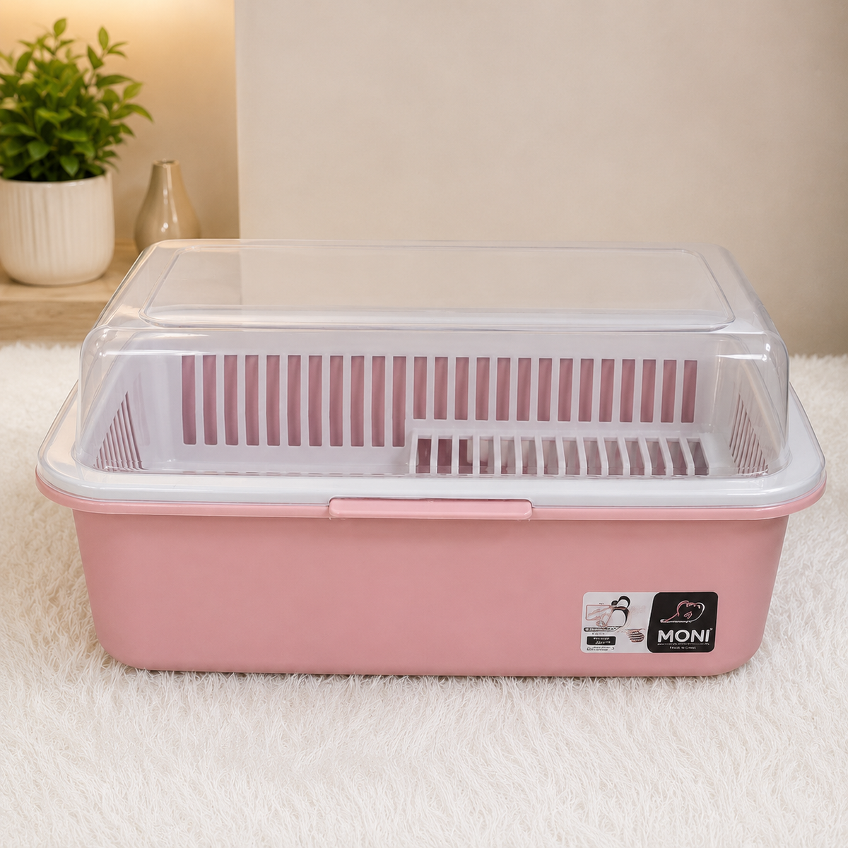 Large Covered Dish Drying Rack & Storage Box – Dustproof Kitchen Plate, Cup & Glass Organizer