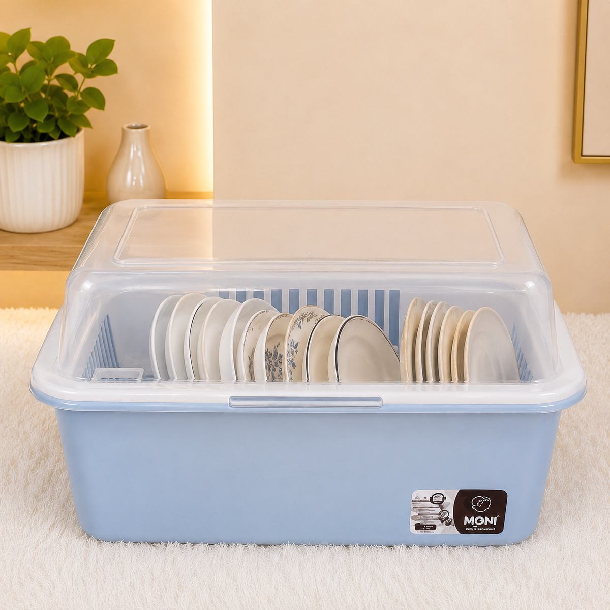 Large Covered Dish Drying Rack & Storage Box – Dustproof Kitchen Plate, Cup & Glass Organizer