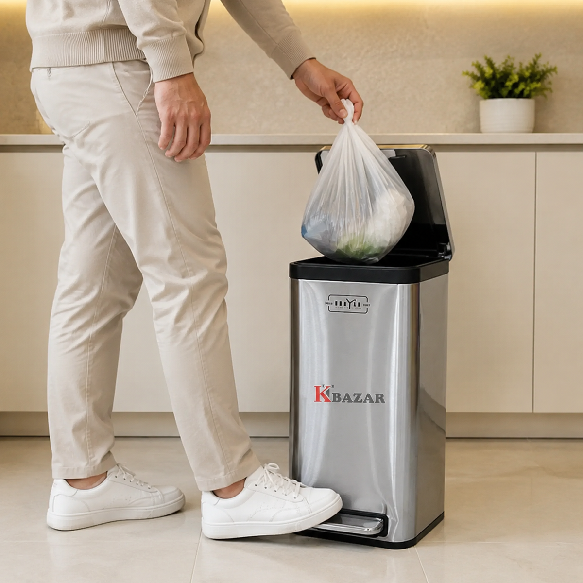 High-quality Stainless Steel Hydraulic Dustbin 15 Litre Soft Close