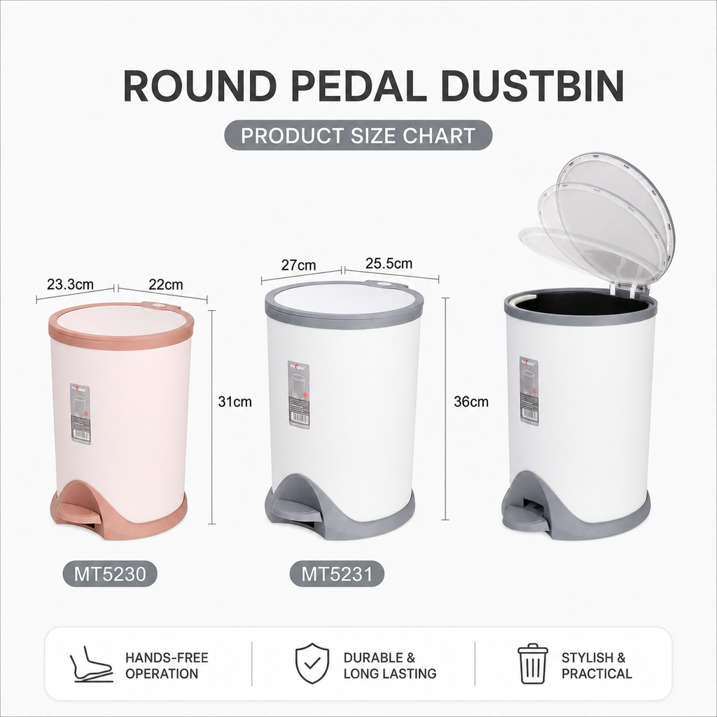Premium Pedal Dustbin with Inner Bucket – Hands Free Waste Bin