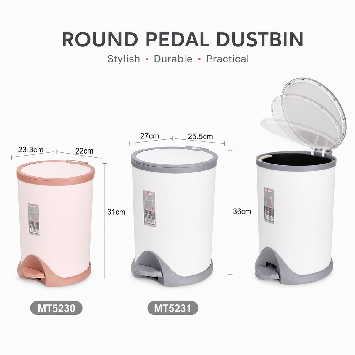 Premium Pedal Dustbin with Inner Bucket – Hands Free Waste Bin