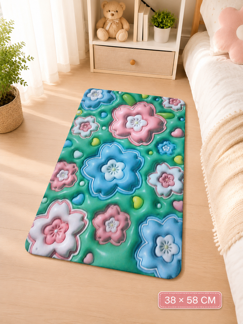 3D Flower Floor Mat Soft Colorful Decorative Rug for Kids Room Bedroom and Play Area