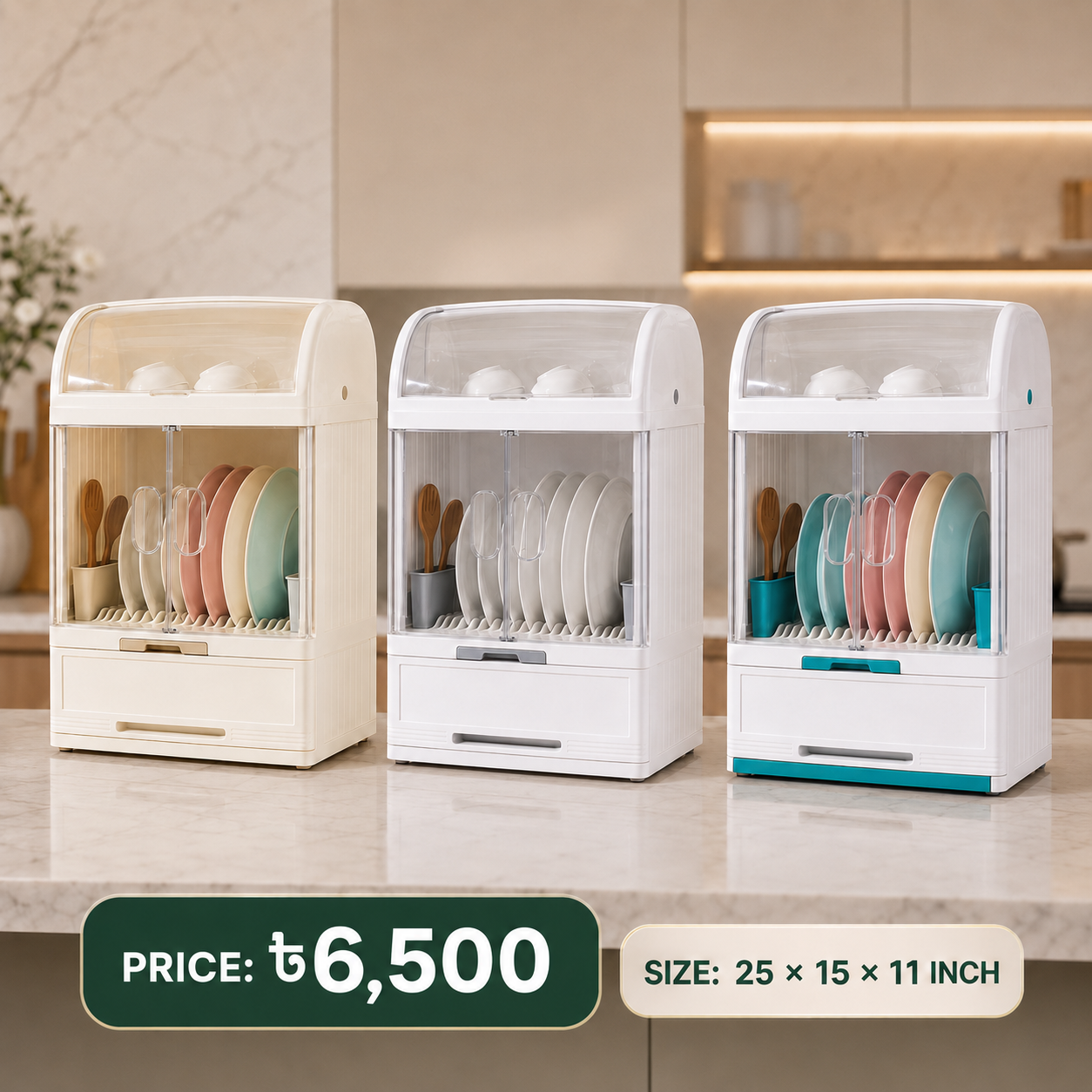 Two Layers Dish Storage Rack | Modern Kitchen Organizer