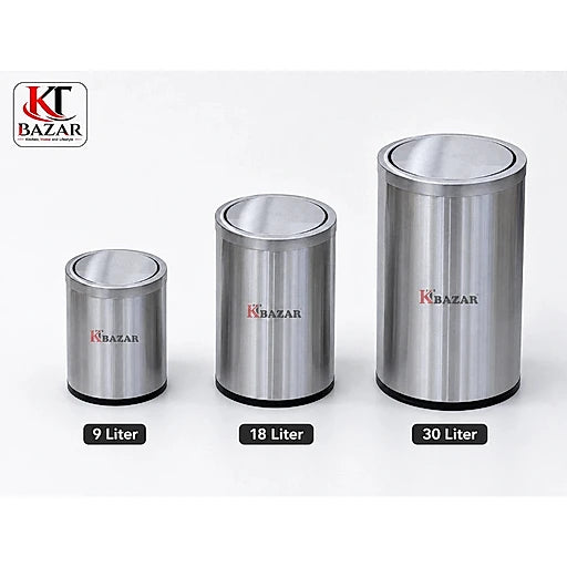 Premium stainless steel swing dustbin 9L 18L 30L – KT Bazar