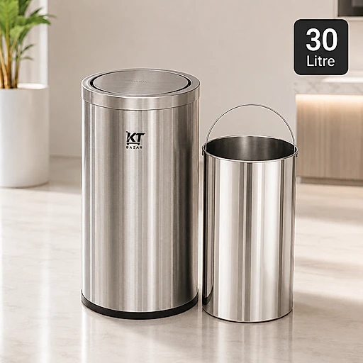Premium stainless steel swing dustbin 9L 18L 30L – KT Bazar