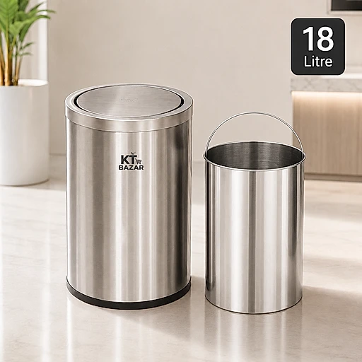 Premium stainless steel swing dustbin 9L 18L 30L – KT Bazar