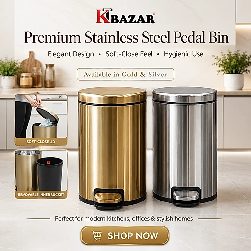 Stainless steel hydraulic pedal dustbin 6L to 20L – KT Bazar