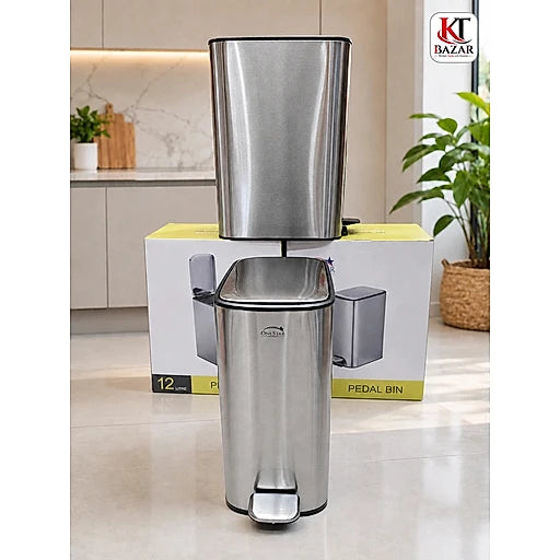 Oval -Rect. Stainless Steel Pedal Bin 12 Litre