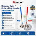 Spin mop handle with steel plate replacement stick – KT Bazar
