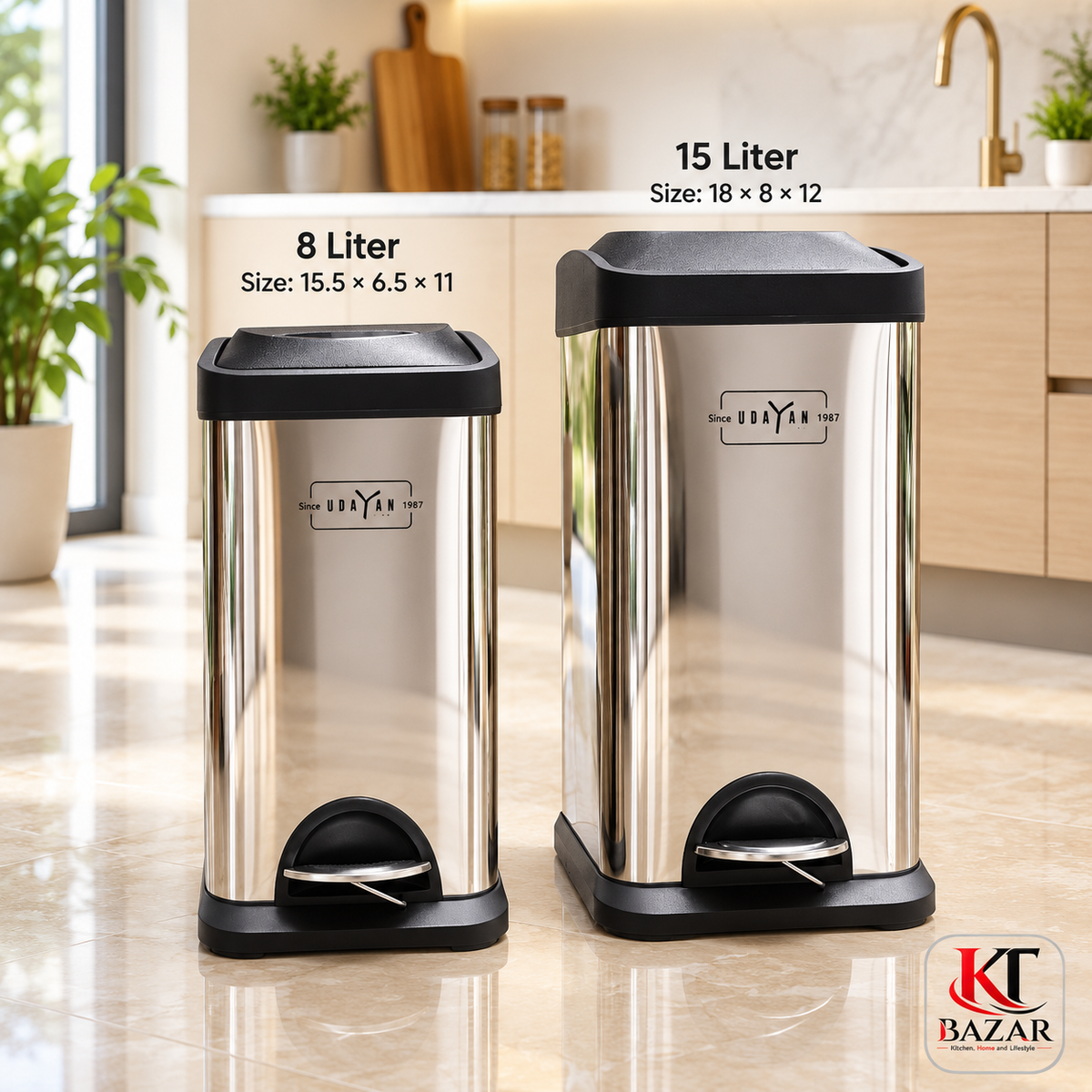 High-quality Stainless Steel Step Bin 8/15 Litre
